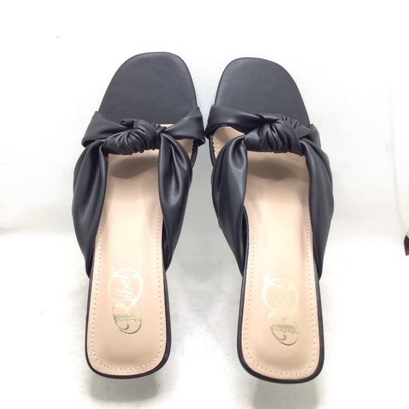 Modern Rebel Womens Mr. Fancy Black Knot Front Kitten Heeled Sandals - Picture 6 of 7